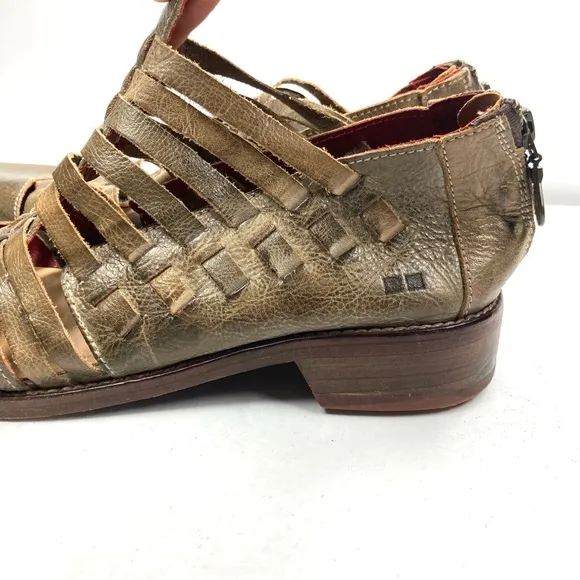 Bed Stu Las Cruces Flat Shoes Women's Brown Leather 11 Pull On Strap
