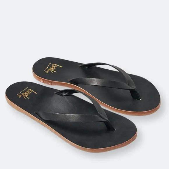Beek Seabird thong black Leather slide sandals size 11 gently used