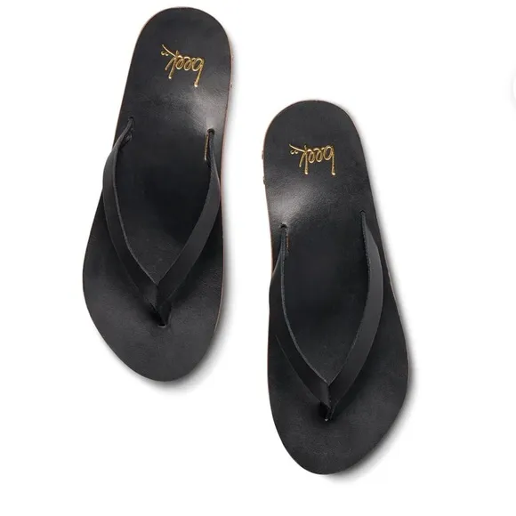 Beek Seabird thong black Leather slide sandals size 11 gently used