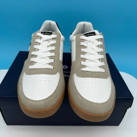 Ben‎ Sherman Men's Hyde Lace Up Retro Feel Sneakers, Size 9D, White/Black/Gum