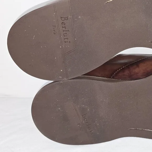 Berluti Paris ALESSIO $2130 Brown Marbled Italian Leather Oxfords Men's 8.5 USA