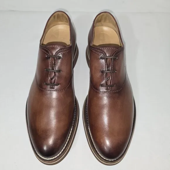 Berluti Paris ALESSIO $2130 Brown Marbled Italian Leather Oxfords Men's 8.5 USA
