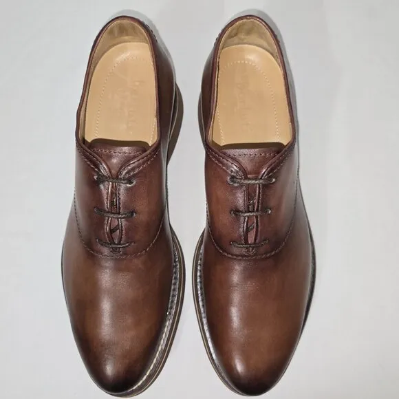 Berluti Paris ALESSIO $2130 Brown Marbled Italian Leather Oxfords Men's 8.5 USA