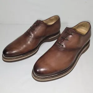 Berluti Paris ALESSIO $2130 Brown Marbled Italian Leather Oxfords Men's 8.5 USA