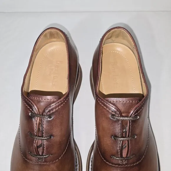 Berluti Paris ALESSIO $2130 Brown Marbled Italian Leather Oxfords Men's 8.5 USA
