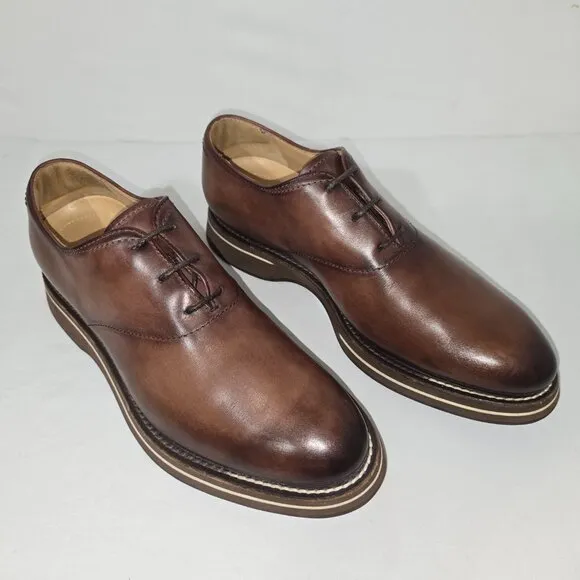 Berluti Paris ALESSIO $2130 Brown Marbled Italian Leather Oxfords Men's 8.5 USA