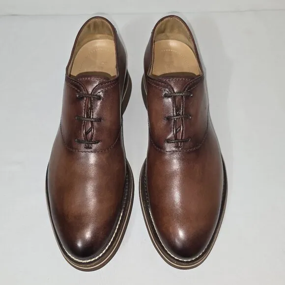 Berluti Paris ALESSIO $2130 Brown Marbled Italian Leather Oxfords Men's 8.5 USA