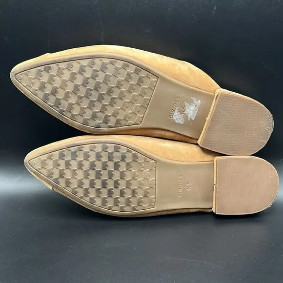 Birdies The Swan Pointed Slip On Mules Shoes Golden Oak Suede Size 6.5