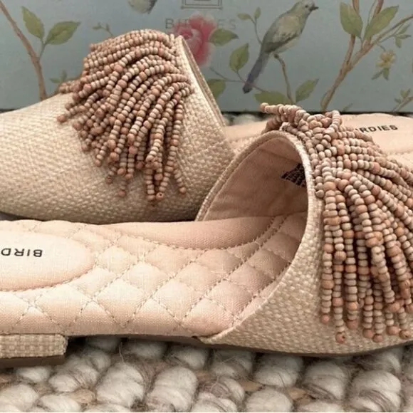 BIRDIES “The Songbird” Natural Raffia Slide Mule Size 7