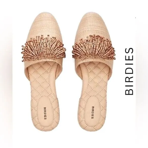 BIRDIES “The Songbird” Natural Raffia Slide Mule Size 7