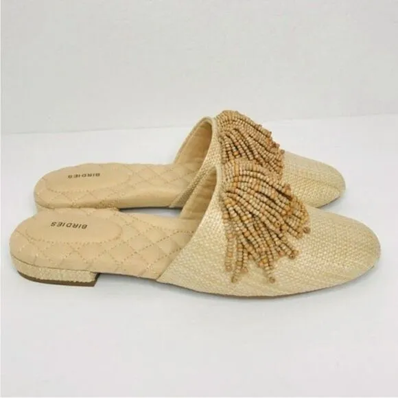 BIRDIES “The Songbird” Natural Raffia Slide Mule Size 7