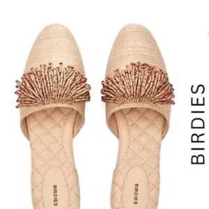 BIRDIES “The Songbird” Natural Raffia Slide Mule Size 7
