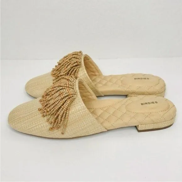 BIRDIES “The Songbird” Natural Raffia Slide Mule Size 7