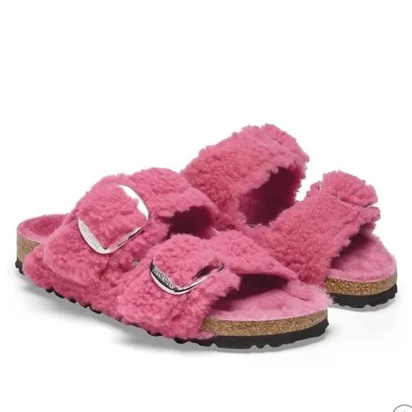 BIRKENSTOCK Arizona Big BuckleShearling - Fuchsia Tulip$180 size 40 US 9-9.5