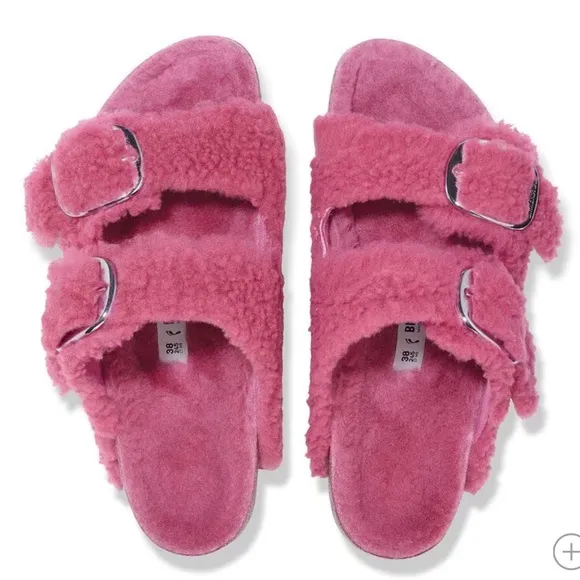 BIRKENSTOCK Arizona Big BuckleShearling - Fuchsia Tulip$180 size 40 US 9-9.5