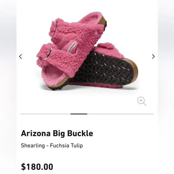 BIRKENSTOCK Arizona Big BuckleShearling - Fuchsia Tulip$180 size 40 US 9-9.5