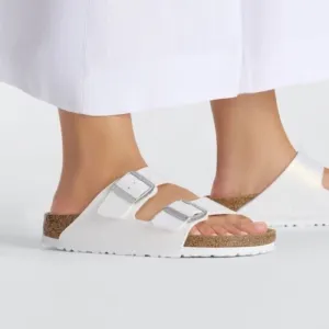 Birkenstock Arizona Birko-Flor Embossed Sandals Sz EU 37 US 6.5 White Two Straps
