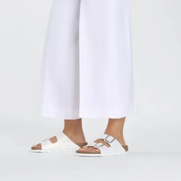 Birkenstock Arizona Birko-Flor Embossed Sandals Sz EU 37 US 6.5 White Two Straps