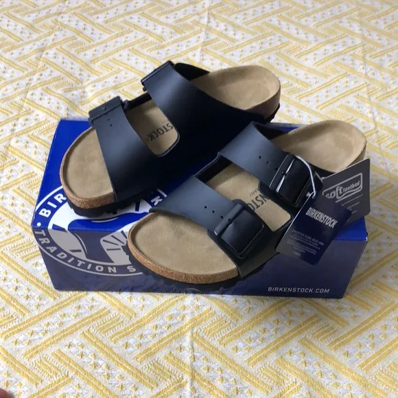 Birkenstock Arizona Black Two-Strap Sandals with Contoured Footbed Narrow