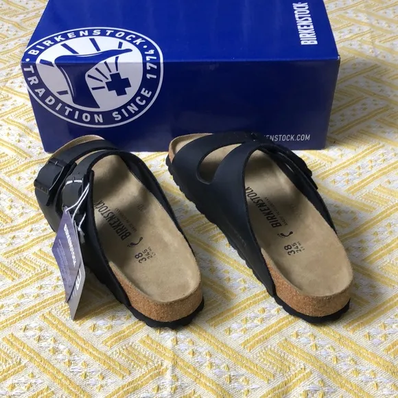 Birkenstock Arizona Black Two-Strap Sandals with Contoured Footbed Narrow