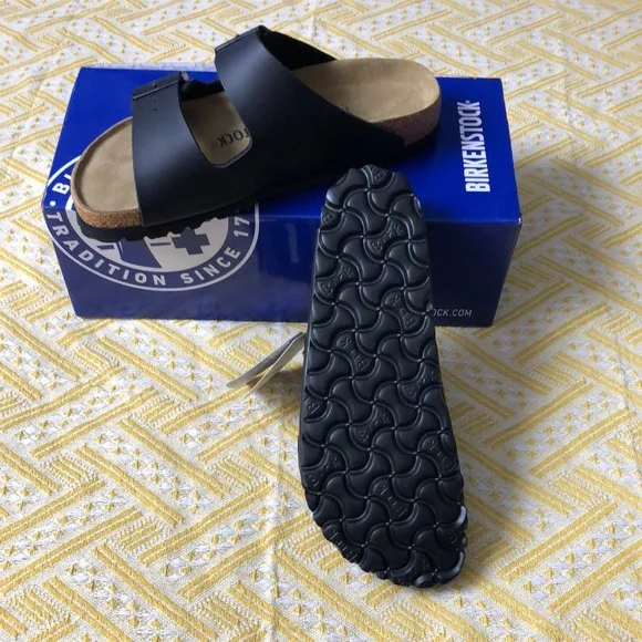 Birkenstock Arizona Black Two-Strap Sandals with Contoured Footbed Narrow