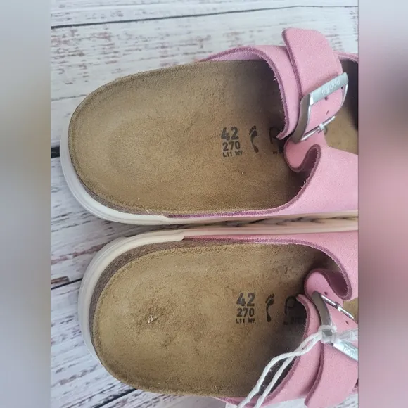 Birkenstock Arizona Chunky Suede Leather Sandals Candy Pink Papillio 42 NEW NWT
