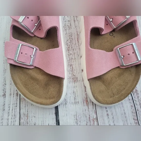 Birkenstock Arizona Chunky Suede Leather Sandals Candy Pink Papillio 42 NEW NWT