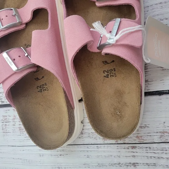 Birkenstock Arizona Chunky Suede Leather Sandals Candy Pink Papillio 42 NEW NWT