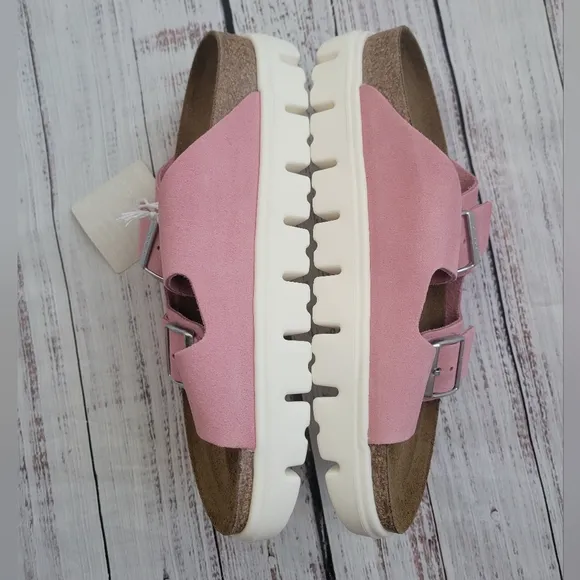 Birkenstock Arizona Chunky Suede Leather Sandals Candy Pink Papillio 42 NEW NWT