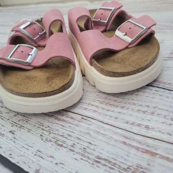 Birkenstock Arizona Chunky Suede Leather Sandals Candy Pink Papillio 42 NEW NWT