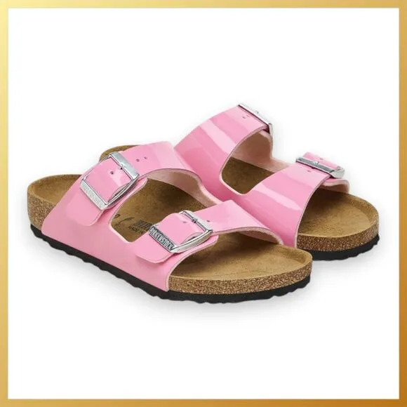 Birkenstock Arizona Kids Patent Candy Pink Sandals Size 34 (US 3) NIB