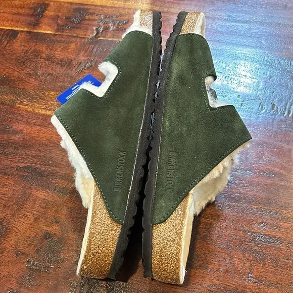 Birkenstock Arizona Shearling Suede Sandals Mountain View Green 43 NWT
