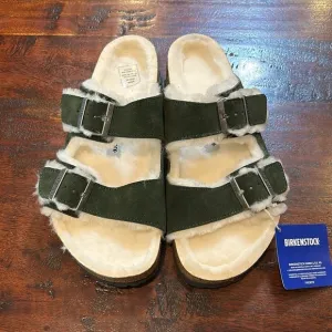 Birkenstock Arizona Shearling Suede Sandals Mountain View Green 43 NWT