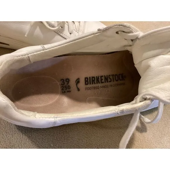 Birkenstock Bend White Low Leather Sneakers, Women Size 8/Men Size 6, EU Size 39