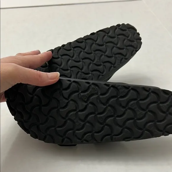 Birkenstock Black Sandals with Adjustable Straps and Contoured Footbed