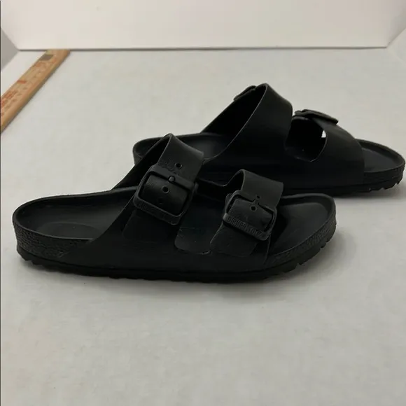 Birkenstock Black Sandals with Adjustable Straps and Contoured Footbed