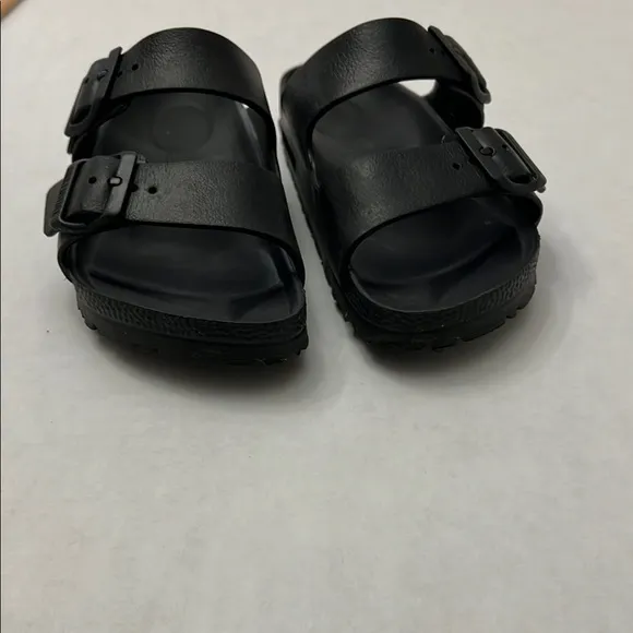 Birkenstock Black Sandals with Adjustable Straps and Contoured Footbed