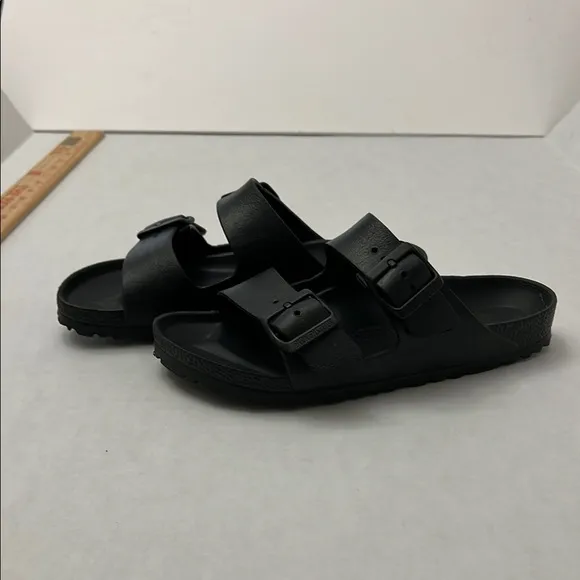 Birkenstock Black Sandals with Adjustable Straps and Contoured Footbed