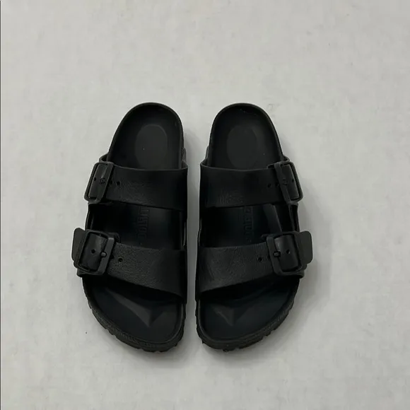 Birkenstock Black Sandals with Adjustable Straps and Contoured Footbed