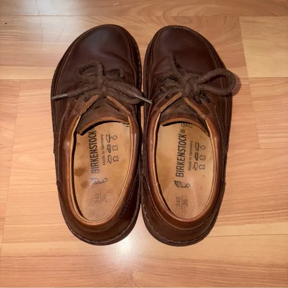 Birkenstock Brown Leather Baltimore Bohemian Moc Toe Lace Up Oxford Loafer Sz 7