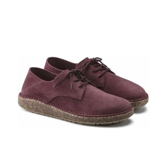 BIRKENSTOCK Gary Suede Leather Lace Up Kids Shoes in Maroon  Size 33 USA 2 - 2.5