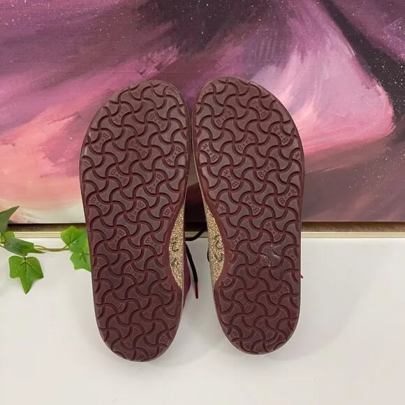 BIRKENSTOCK Gary Suede Leather Lace Up Kids Shoes in Maroon  Size 33 USA 2 - 2.5