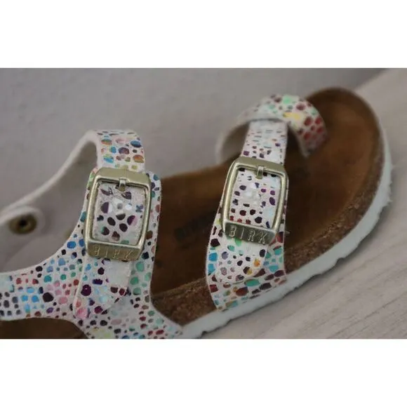 Birkenstock  Girls' Sz 24 US 6-6.5 White Taormina Mosaic Sandals