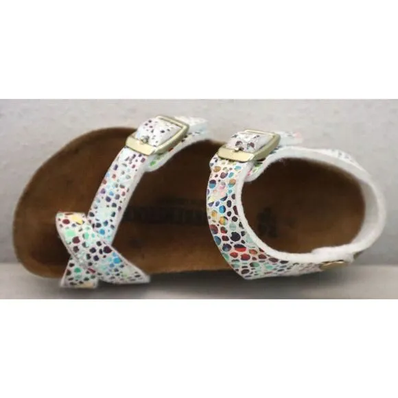 Birkenstock  Girls' Sz 24 US 6-6.5 White Taormina Mosaic Sandals