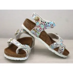 Birkenstock  Girls' Sz 24 US 6-6.5 White Taormina Mosaic Sandals