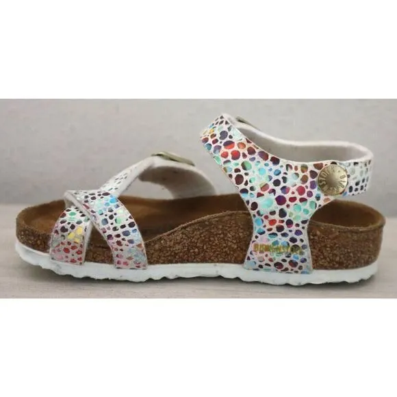 Birkenstock  Girls' Sz 24 US 6-6.5 White Taormina Mosaic Sandals