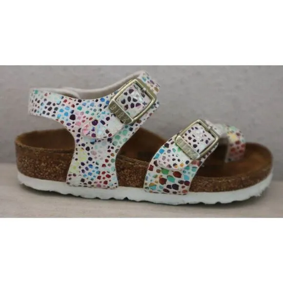 Birkenstock  Girls' Sz 24 US 6-6.5 White Taormina Mosaic Sandals