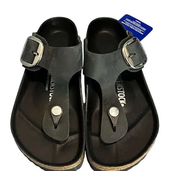 Birkenstock Gizeh Big Buckle Women's Leather Sandals Black L6/M4 Unisex Summer