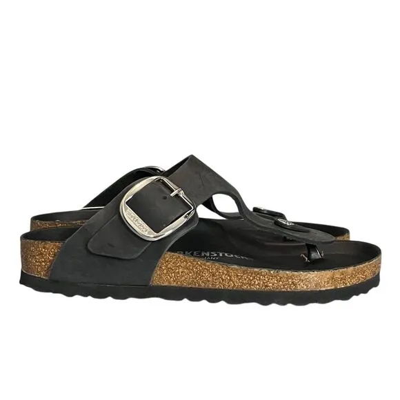 Birkenstock Gizeh Big Buckle Women's Leather Sandals Black L6/M4 Unisex Summer