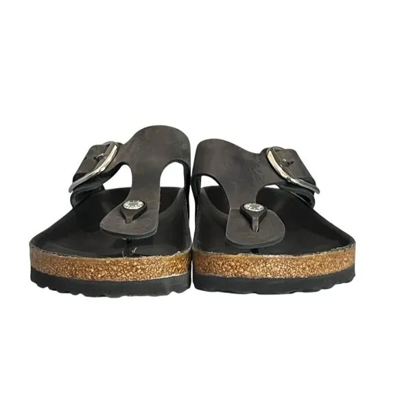 Birkenstock Gizeh Big Buckle Women's Leather Sandals Black L6/M4 Unisex Summer